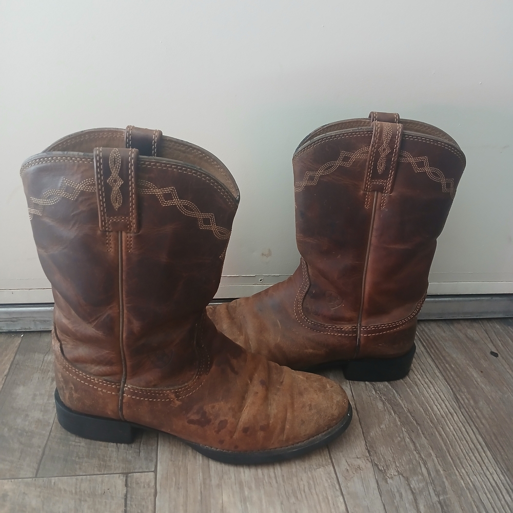 Ariat Heritage Roper Western Boots - Distressed Brown Size 7.5 C